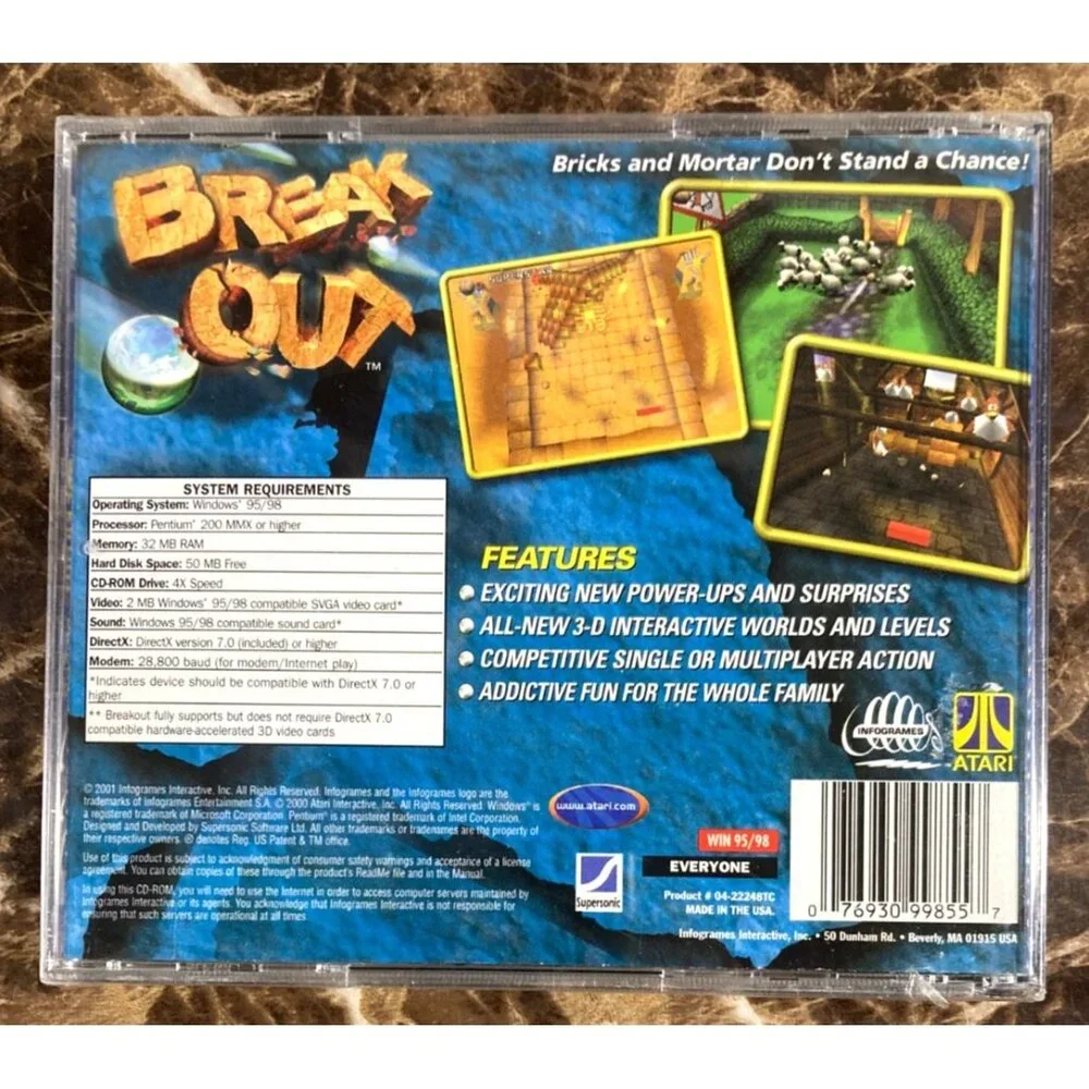 The Next Tetris & Breakout PC CD-Rom Game Lot SEALED Windows 95/98 Atari 99-2001